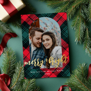Plaid Merry and Bright Boog Foto  Folie Feestdagenkaart