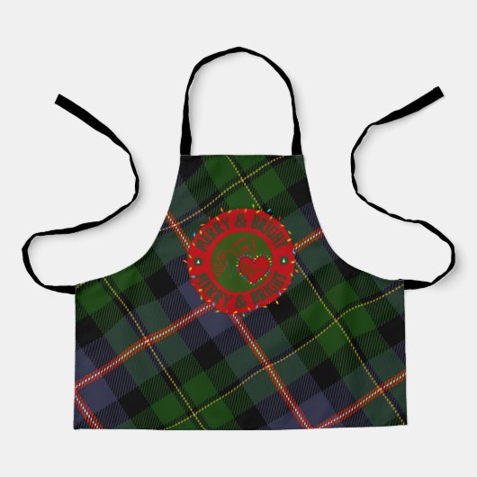 Plaid Merry Christmas& Bright Apron Schort (Voorkant)