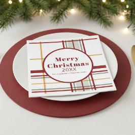 Plaid Merry Christmas Holiday Party Paper Plate Servet