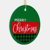 Plaid Merry Christmas - Kerstversiering Keramisch Ornament (Rechts)