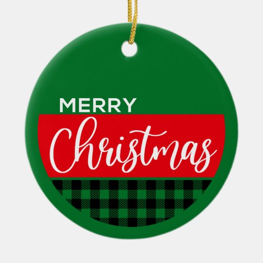 Plaid Merry Christmas - Kerstversiering Keramisch Ornament (Voorkant)
