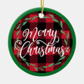 Plaid Merry Christmas - Kerstversiering Keramisch Ornament (Voorkant)