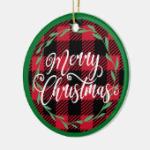 Plaid Merry Christmas - Kerstversiering Keramisch Ornament (Links)