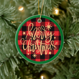 Plaid Merry Christmas - Kerstversiering Keramisch Ornament