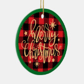 Plaid Merry Christmas - Kerstversiering Keramisch Ornament (Rechts)
