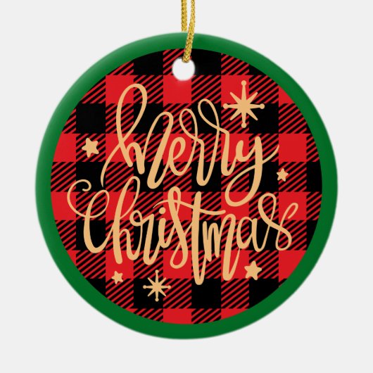 Plaid Merry Christmas - Kerstversiering Keramisch Ornament (Voorkant)