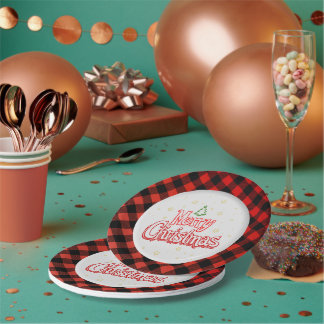 Plaid Merry Christmas Paper Plate Papieren Bordje