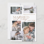 Plaid Merry & Married 5 Foto Pas getrouwd Feestdagenkaart (Voorkant)