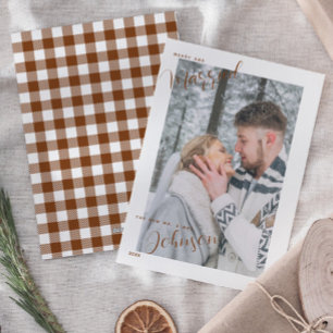 Plaid Merry & Married Script Foto Kaart