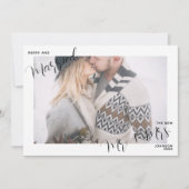 Plaid Merry & Married Script Mr. & Mrs. Foto Feestdagenkaart (Voorkant)