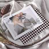 Plaid Merry & Married Script Mr. & Mrs. Foto Feestdagenkaart