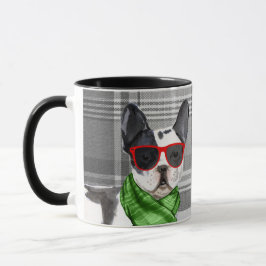 Plaid met een Boston Terrier Christmas Dog Mok