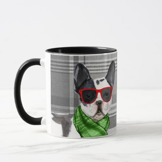 Plaid met een Boston Terrier Christmas Dog Mok (Links)