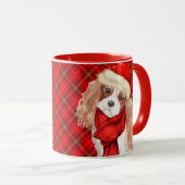 Plaid met Koning Charles Spaniel Christmas Dog Mok (Voorkant rechts)