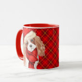 Plaid met Koning Charles Spaniel Christmas Dog Mok (Voorkant links)