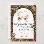 Plaid Mistletoe & Margaritas Holiday Party Invitat Kaart (Voorkant)