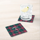 Plaid Monogram | Aangepast Holiday Logo Kartonnen Onderzetters (Insitu)