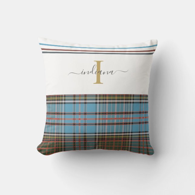 Plaid Monogram Clan Anderson Rustieke Tartan Buitenkussen (Voorkant)