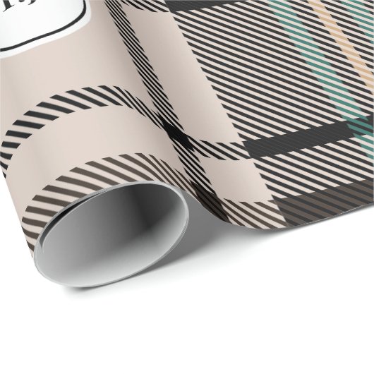 Plaid Monogram Classic Christmas Wrapping Paper Cadeaupapier (Rol Hoek)