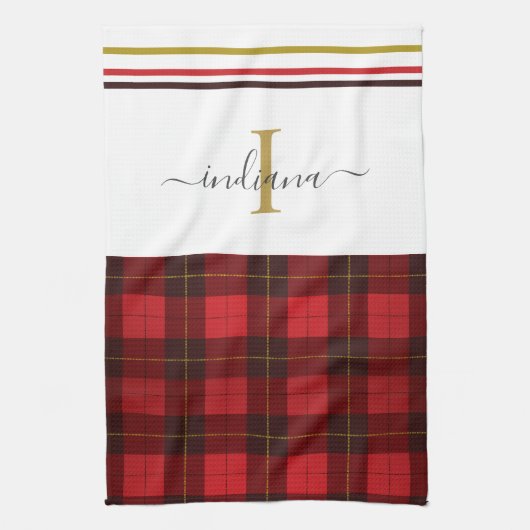 Plaid Monogram Elegante Clan Wallace Tartan Theedoek (Verticaal)
