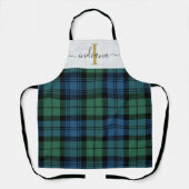 Plaid Monogram Groene Naam Rustieke Tartan Schort (Voorkant)