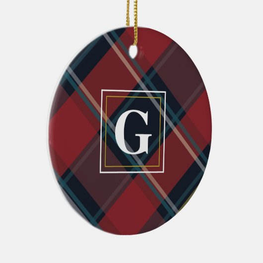 Plaid Monogram Kerstboom Ornament (Rechts)
