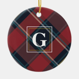 Plaid Monogram Kerstboom Ornament