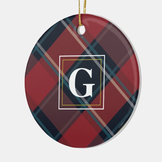 Plaid Monogram Kerstboom Ornament (Links)