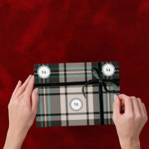 Plaid Monogram Klassiek Kerst Inpakpapier