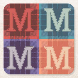 Plaid Monogram M Onderzetter Set