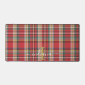 Plaid Monogram Naam Script Rustic Custom Bureaumat (Voorkant)