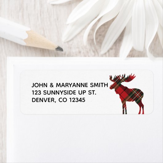 Plaid Moose Return Address Label (Insitu)