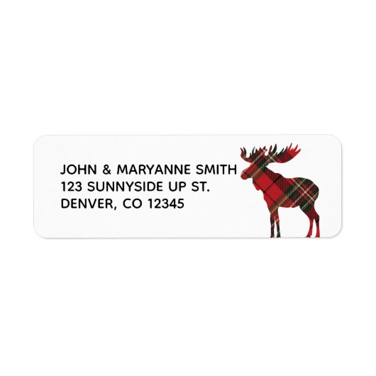 Plaid Moose Return Address Label (Voorkant)
