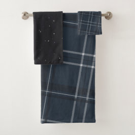 Plaid navy blauwe vakantiesterren bad handdoek