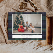  Plaid Navy Foto Kerst Feestdagenkaart