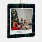Plaid Navy Foto Kerst Keramisch Ornament (Rechts)