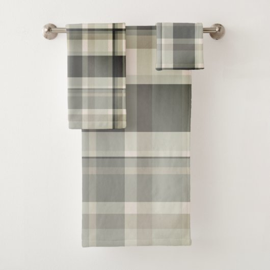 Plaid Neutrals Beige, Grijze Blends Bad Handdoek (Insitu)