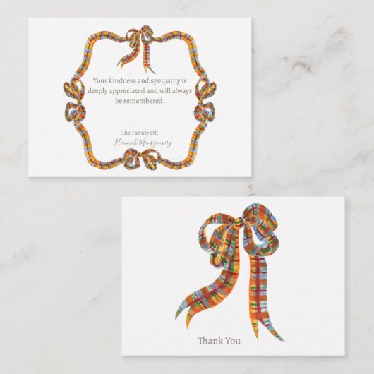 Plaid Nostalgische sympathie Dank u kaart Notitiekaartje (Voorkant / Achterkant)