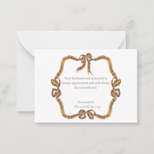 Plaid Nostalgische sympathie Dank u kaart Notitiekaartje (Voorkant)