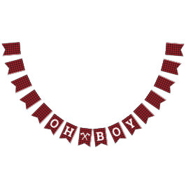 Plaid Oh Boy Baby shower Bunting Banner