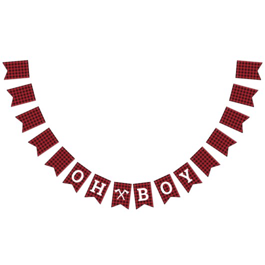 Plaid Oh Boy Baby shower Bunting Banner (Alle)