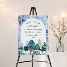 Plaid oh deer boy baby shower welcome sign