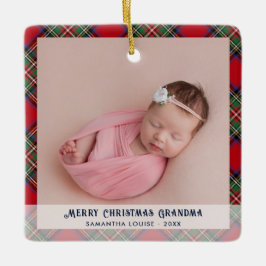 Plaid Oma Christmas Baby Foto Tartan Keramisch Ornament