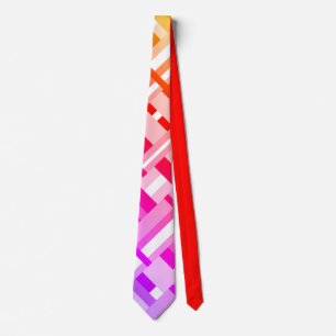 Plaid Ombre in Geel, Oranje, Roze & Paars Stropdas