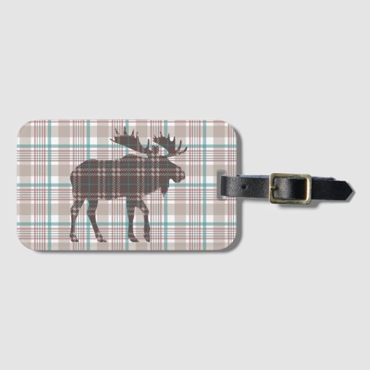 Plaid op Plaid Moose Bagagelabel (Voorkant (horizontaal))