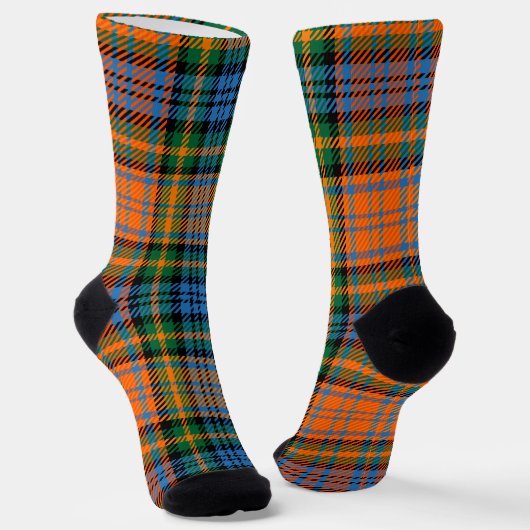 Plaid Orange Green Check Rustic Bright Tartan Sokken (Gebogen)