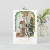 Plaid Oranje Bow Garland 5 Foto Kerst Feestdagenkaart (Staand voorkant)