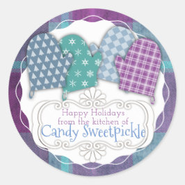 Plaid ovenwanten Kerstmis uit de keuken van Ronde Sticker