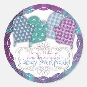 Plaid ovenwanten Kerstmis uit de keuken van Ronde Sticker