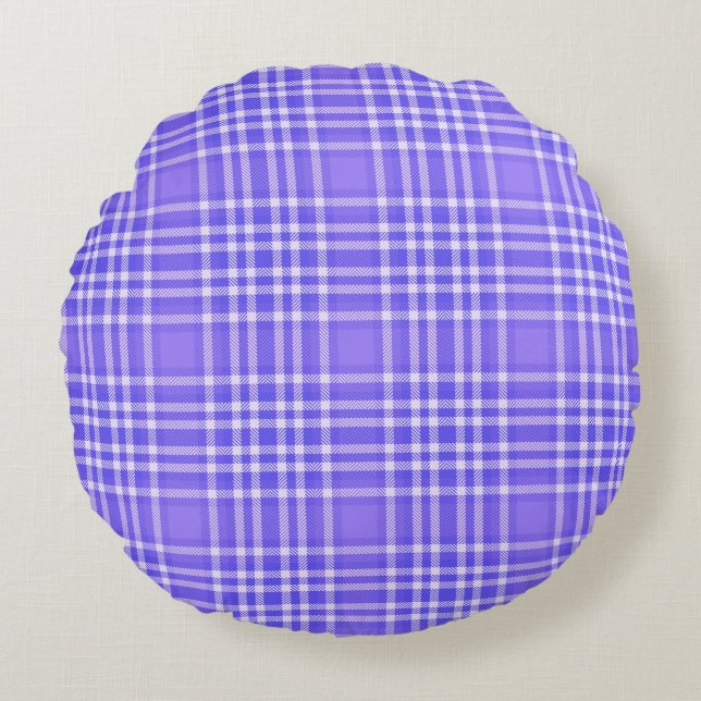 Plaid Paarse Eenvoudig Rond Sierkussen Kussen (Voorkant)